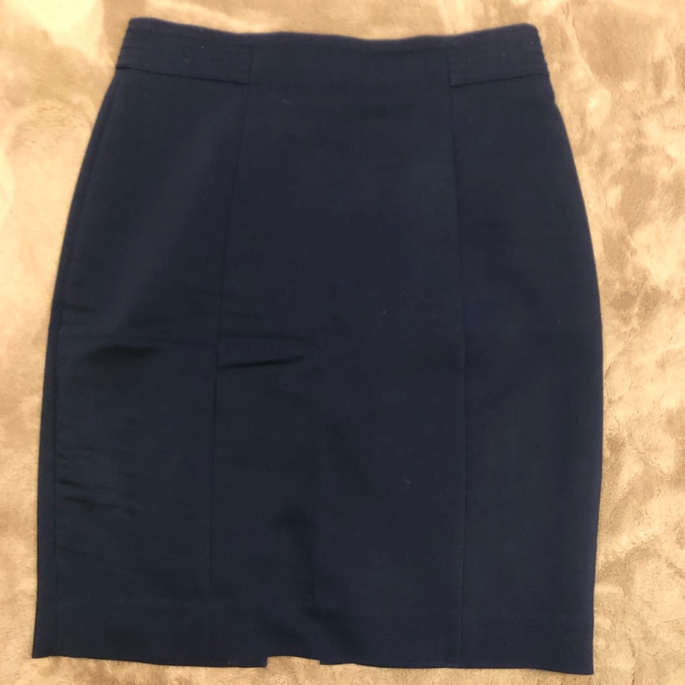 H&M Mini Skirt Navy Blue Size 4 Slit Lined Pencil Skirt
